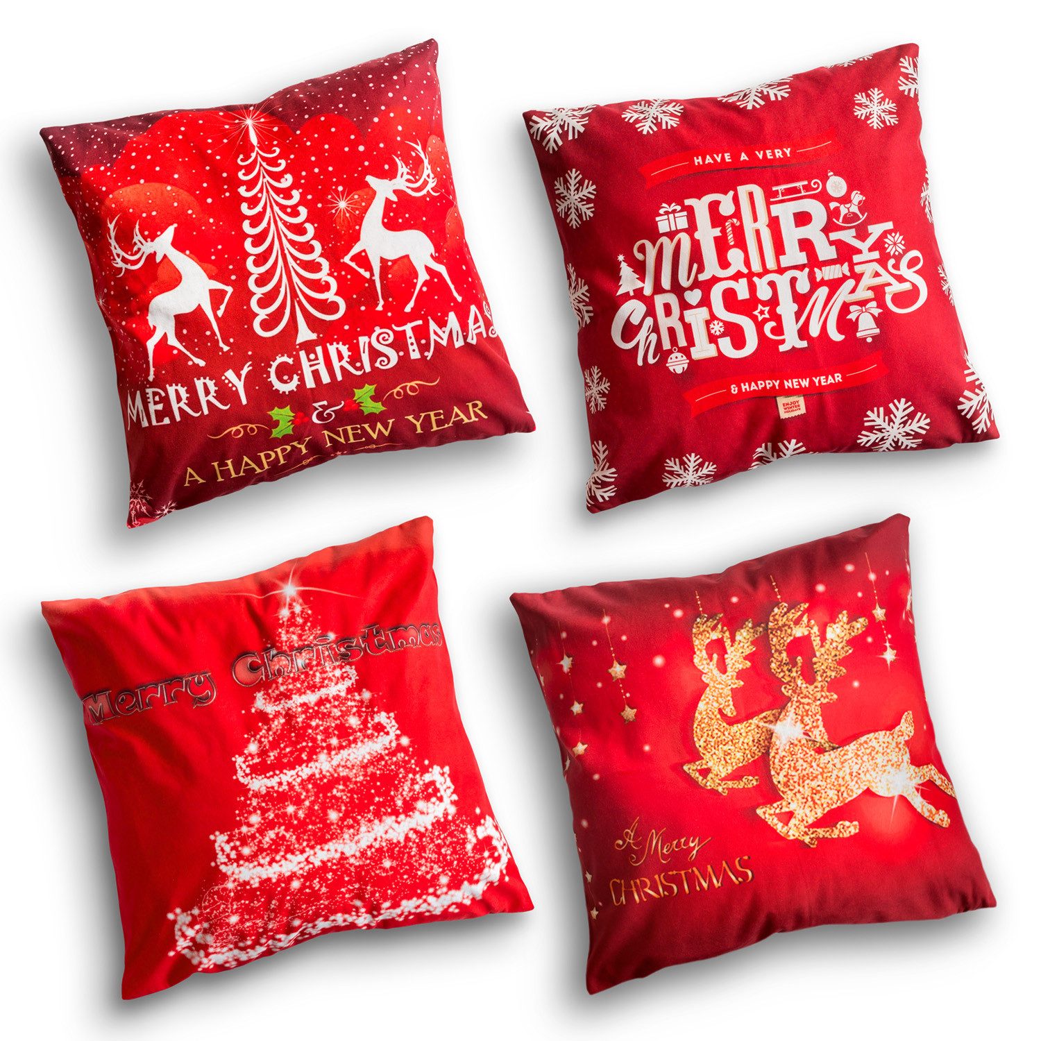 PRECORN Kissenbezüge 4 x Kissenbezug aus Mikrofaser für Weihnachten Kissenh günstig online kaufen
