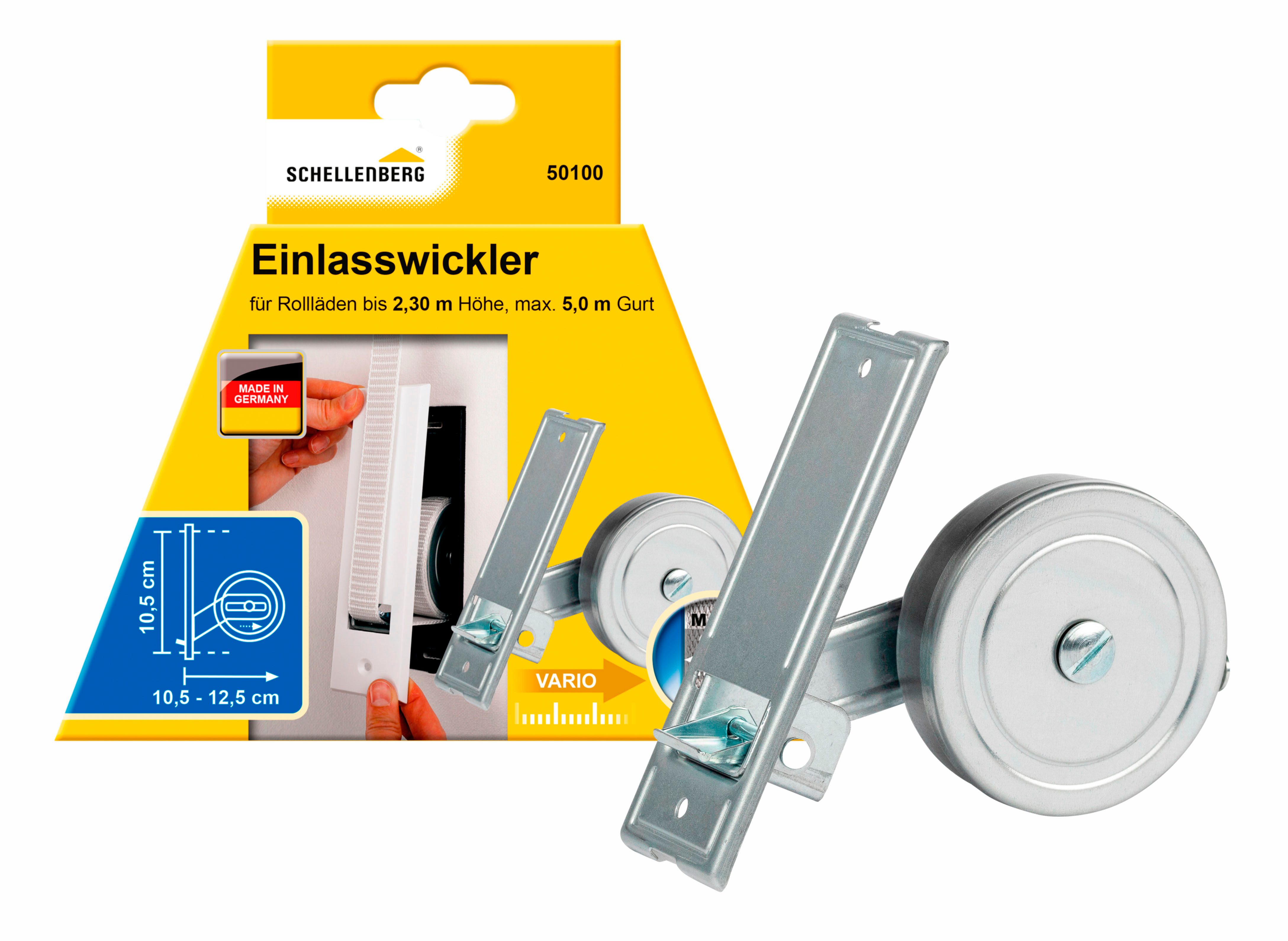 SCHELLENBERG Einlass-Gurtwickler für das Rollladensystem Maxi, Lochabstand 10,5 cm, Unterputz-Montage, Gurtbreite 23 mm, Set, 1-tlg., für Rollladengurte mit 23 mm Breite