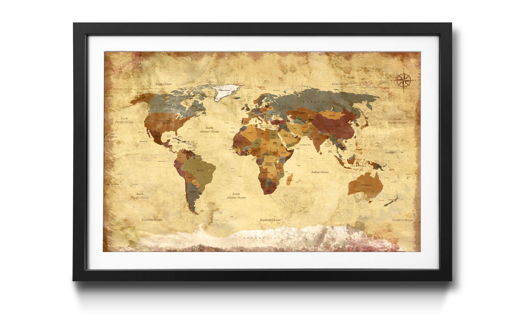 WandbilderXXL Kunstdruck Old Worldmap 4, Weltkarte, Wandbild, in 4 Größen erhältlich