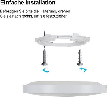 ZMH LED Deckenleuchte Modern IP44 Wasserdicht Flach Rund Küchenlampe, LED fest integriert, 3000-6500K, Wasserdicht, Dimmbar, weiß, 30w