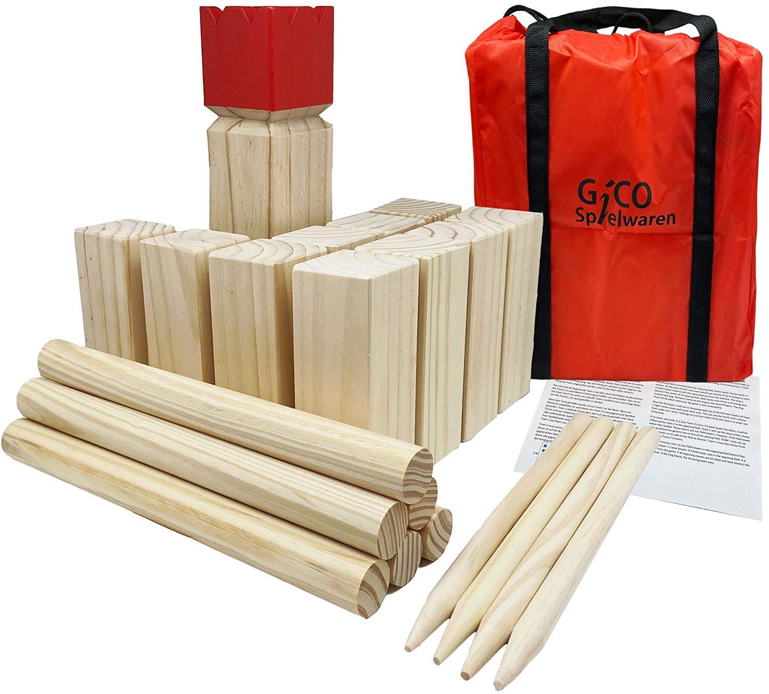 Spielzeug-Gartenset GICO Wikingerspiel XXL - Kubb Spiel Set, König 30 x 7 x 7 - 3263
