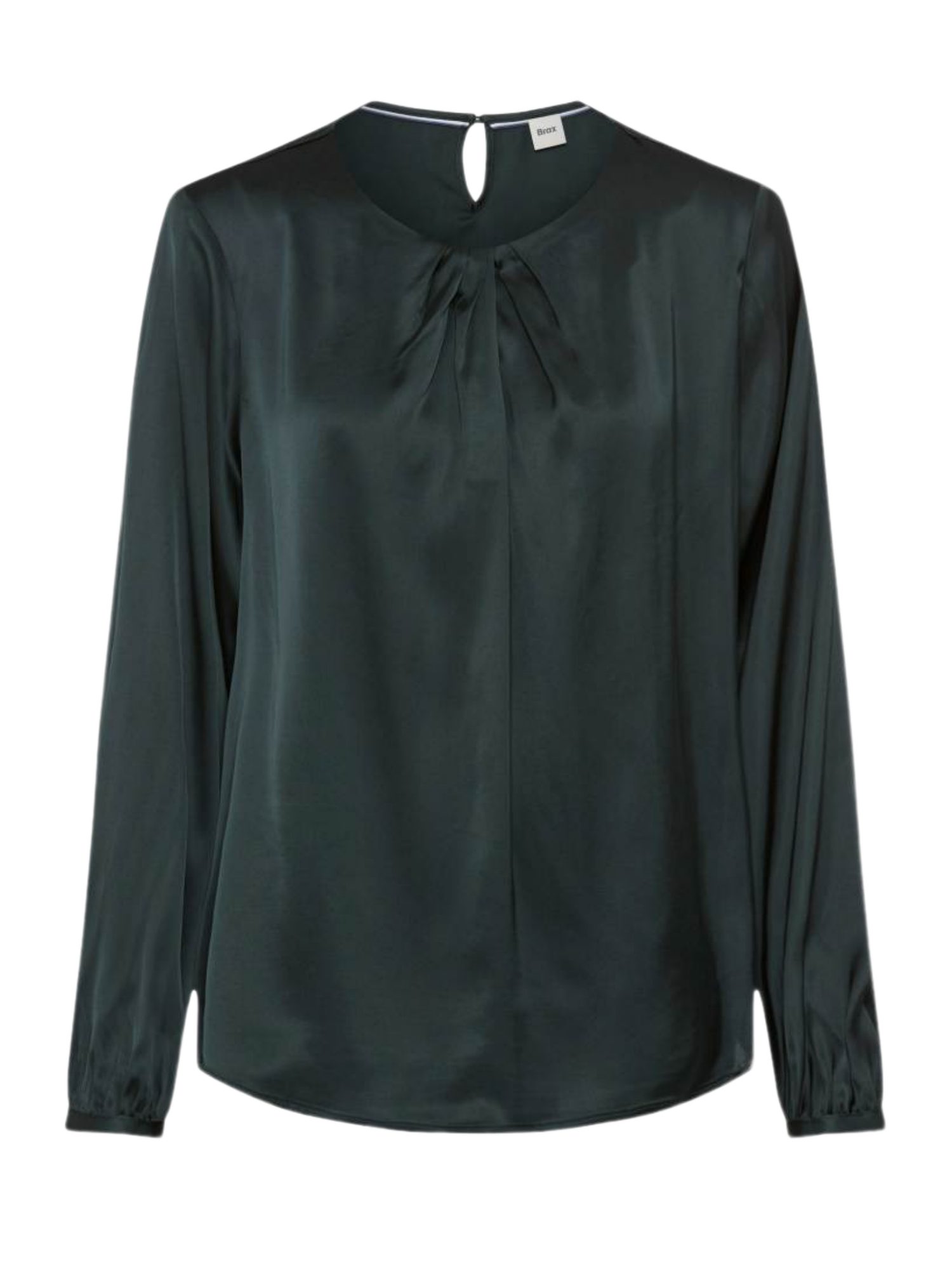 Brax Hemdbluse grün,Casual,Viskose,Unifarben,Rundhals,Lang,Regular Fit