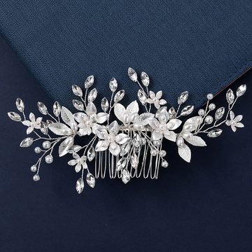 Mrichbez Diadem Silberner Perlen-Haarkamm (1-tlg., Braut-Haar-Accessoire), Für Frauen Mädchen