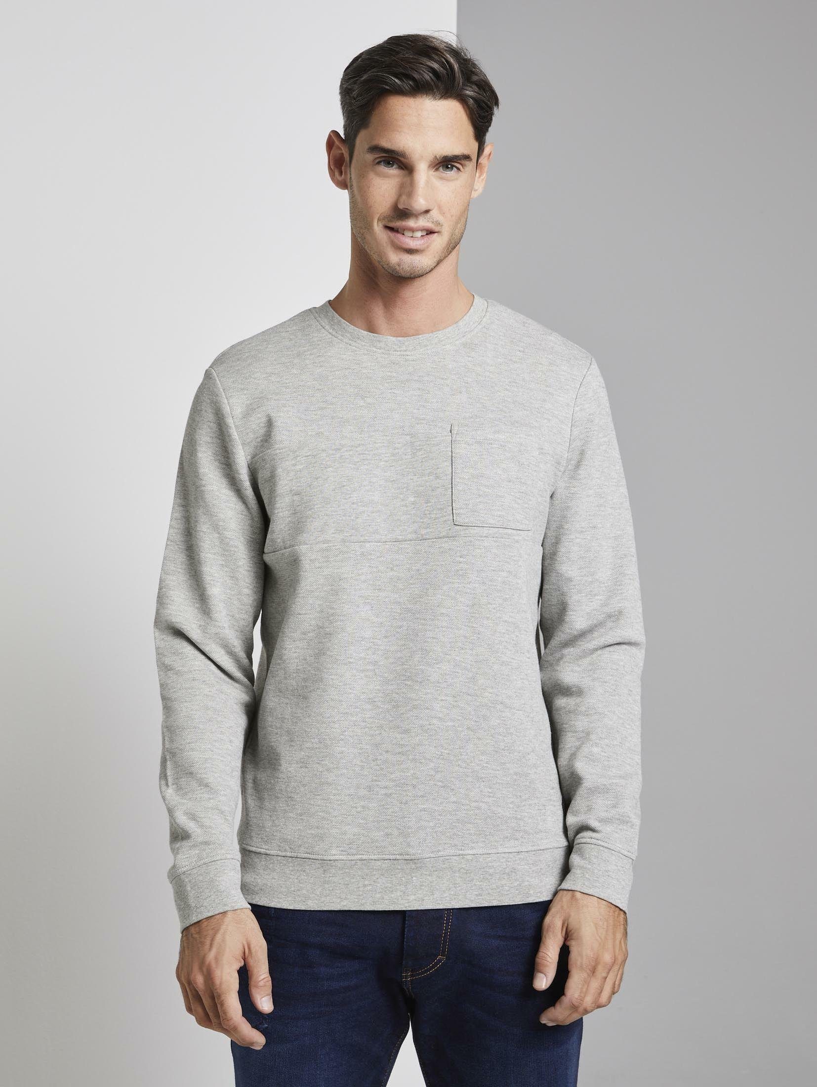 TOM TAILOR Herren T-Shirt Mit Brusttasche – Regular Fit, Aus Strukturiertem Stoff, Nachhaltige Kollektion