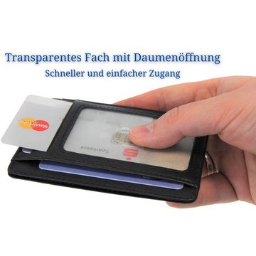 Frentree Kartenetui "Mini"-Geldbörse, minimalistischer Kartenhalter aus Echtleder, für bis zu 10 Karten und Geldscheine, mit integriertem RFID Schutz