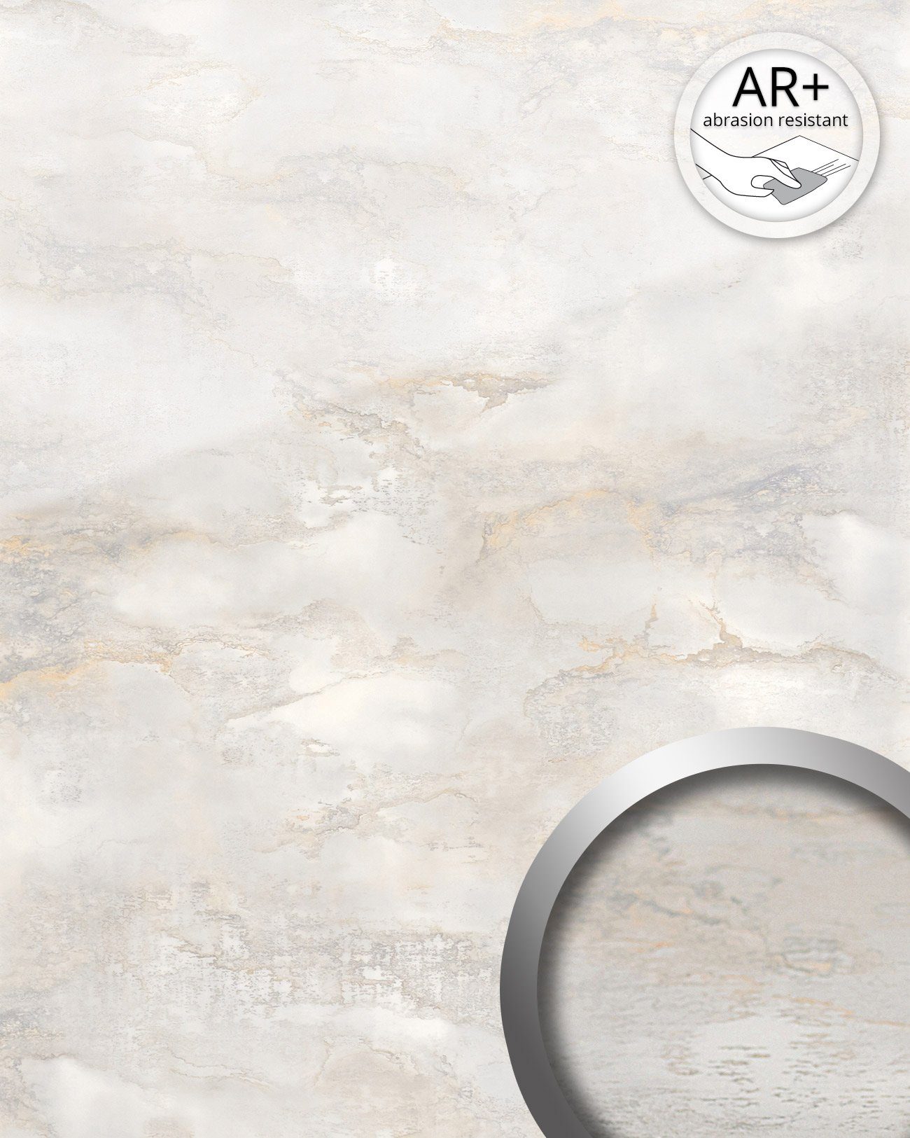 Wallface Dekorpaneele 23180 Wandverkleidung in Naturstein Optik glänzend weiß 2,6 m2, BxL: 100x260 cm, 2.6 qm, (Dekorpaneel, 1-tlg., Wandverkleidung in Naturstein Optik) selbstklebend, weiß, creme-weiß, glatt, abriebfest