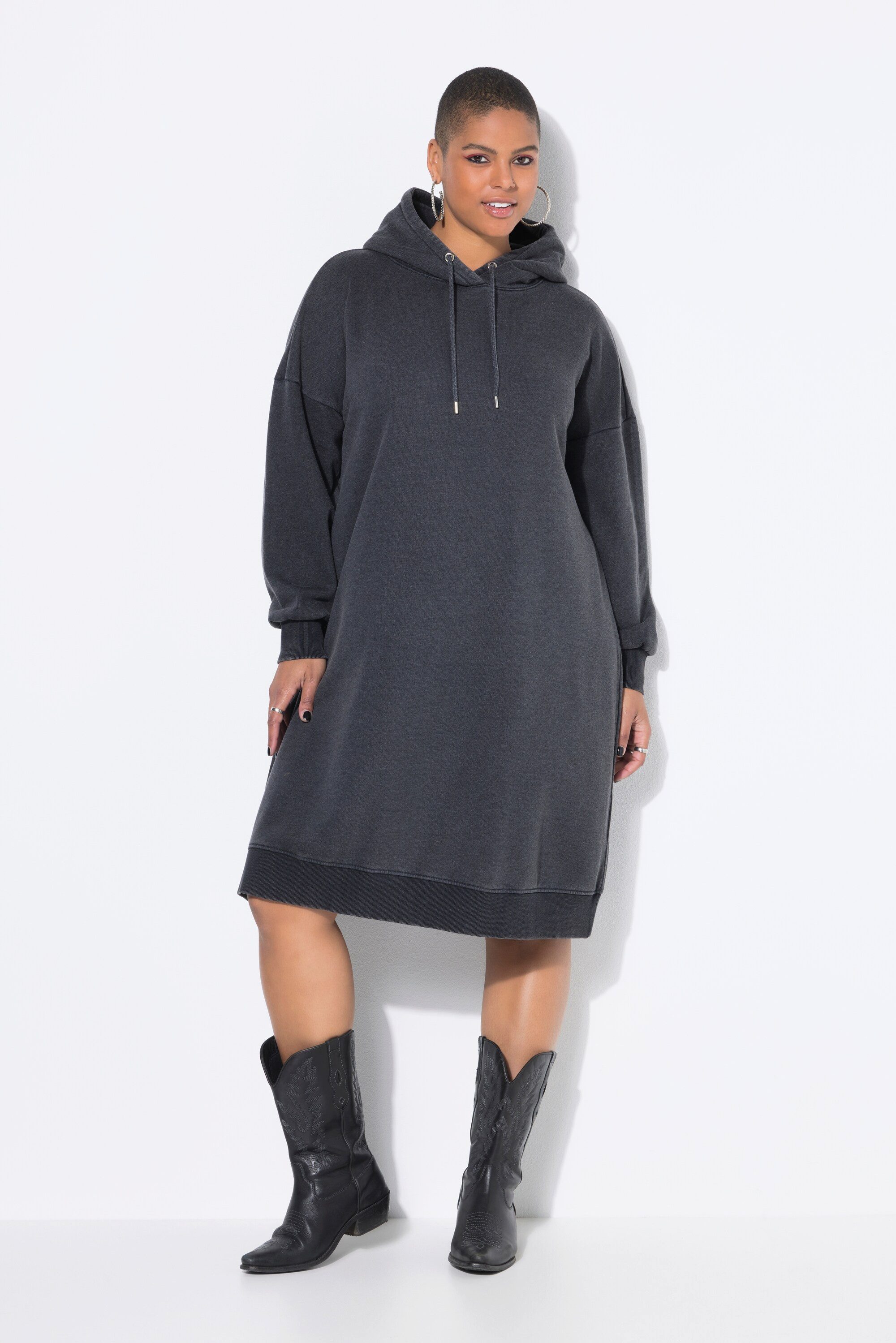 Minikleid Sweatkleid oversized Kapuze Acid Wash