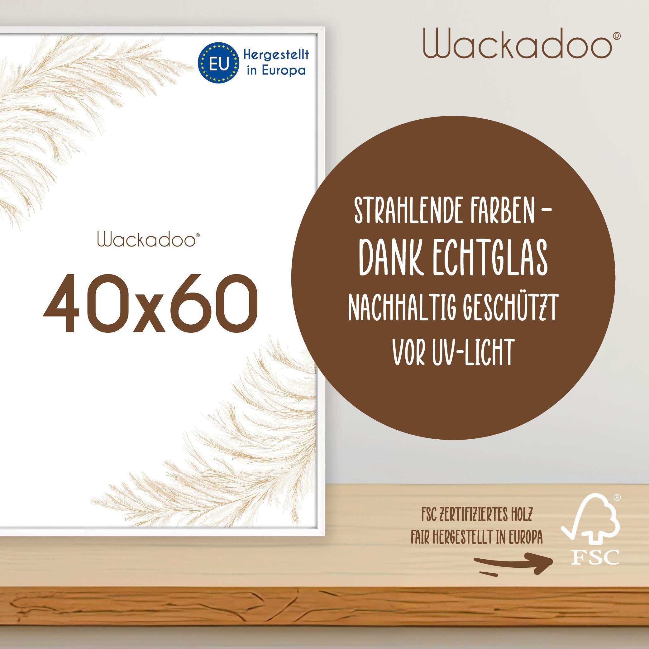 Wackadoo Living Bilderrahmen Holzbilderrahmen mit Glas für Einzelbilder div günstig online kaufen