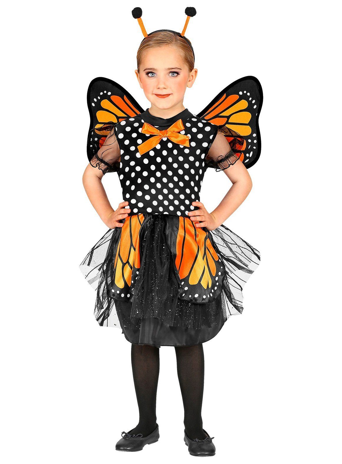 Widdmann Kostüm Kleiner Schmetterling, Bezauberndes Schmetterlingskleid mit Fühlern und Flügeln