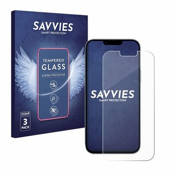 Savvies Panzerglas für Apple iPhone 13 Pro Max, Displayschutzglas, 3 Stück, Schutzglas Echtglas 9H Härte klar Anti-Fingerprint