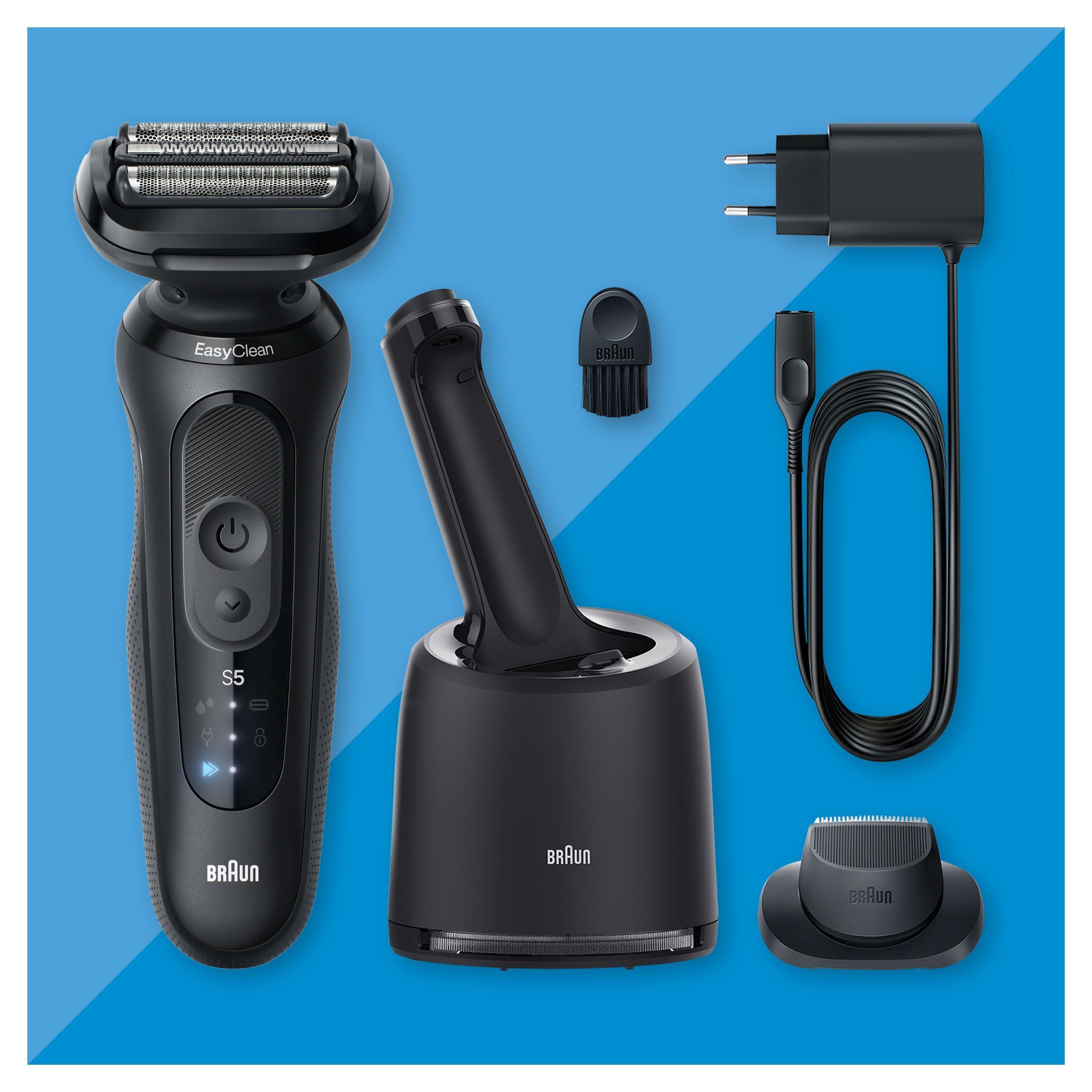 Braun Elektrorasierer Series 5 52-N7200cc, Reinigungsstation, Nass- &Trockenrasur, Turbo- & Standard-Modus, mit Reinigungsstation