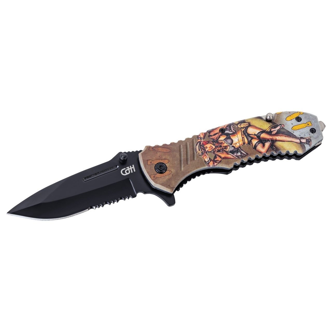 CJH Taschenmesser CJH Rettungsmesser, Pin Up Flugzeug, 420 Stahl