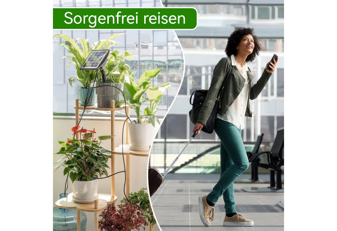 Thumbnail - BlingBin Bewässerungssystem 3W Automatische Solar Bewässerung,Timing Modes Bewässerung Geräte, (1er Set, 1-tlg., 15 Topf...