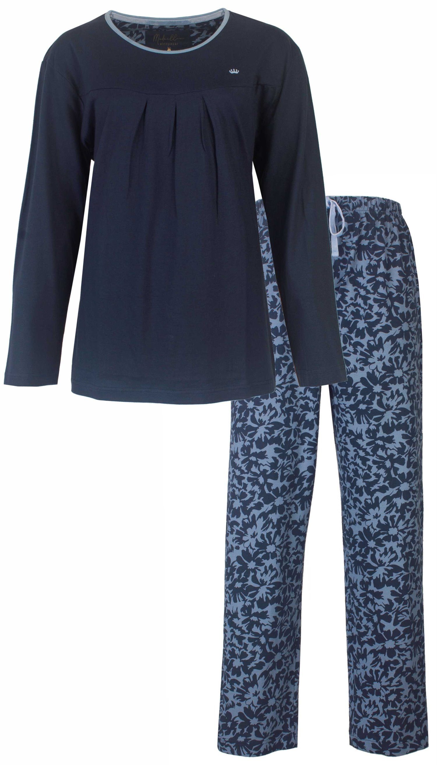 Medaillon Schlafanzug Damen Pyjama lang (2 tlg) Baumwolle