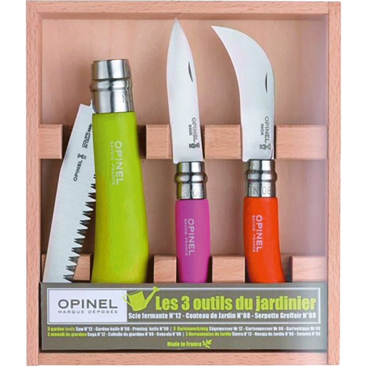 Opinel Blumenmesser Opinel Gärtner-Satz, Stahl Sandvik 12C27, rostfrei Messer, grau, M