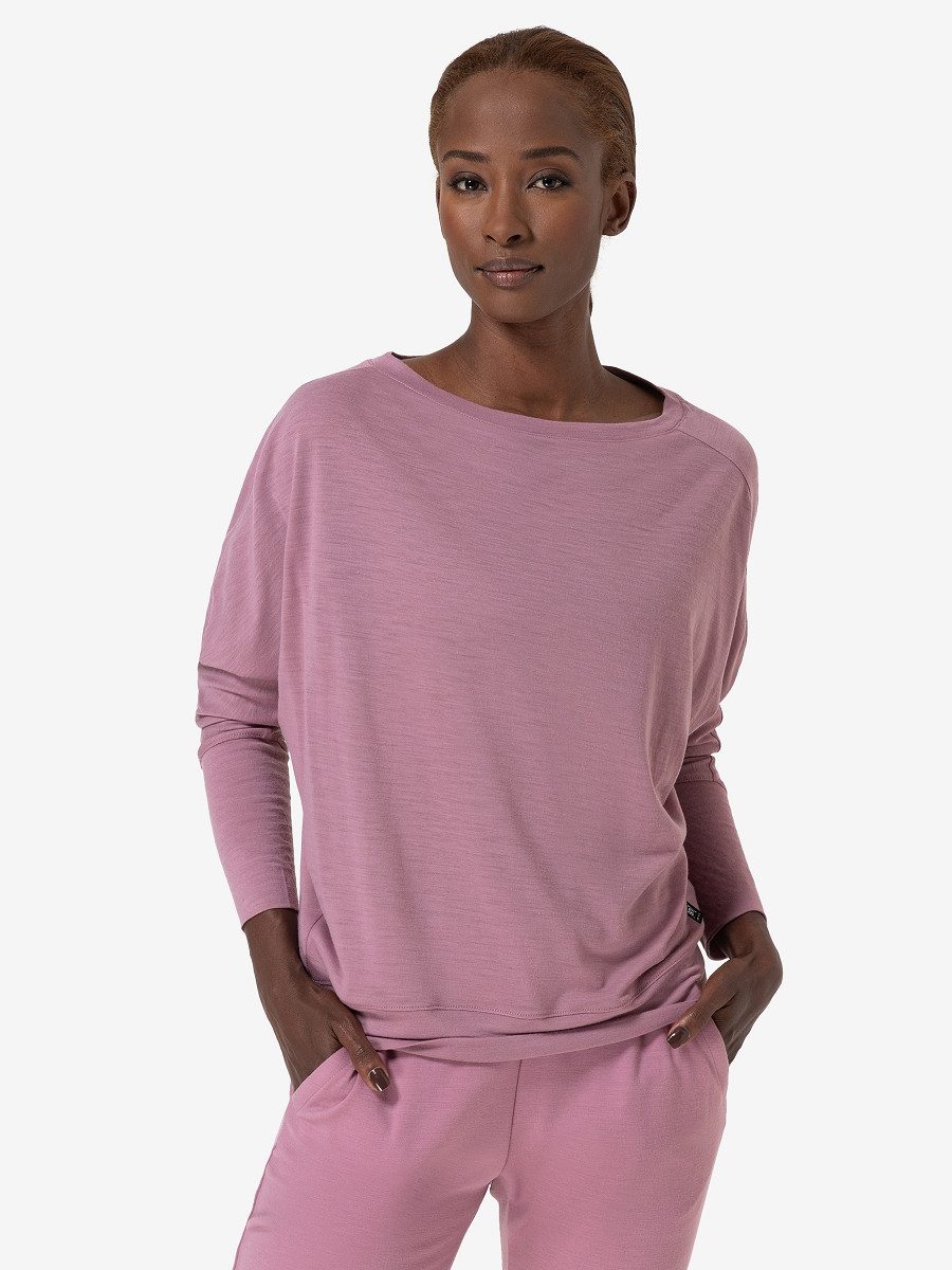SUPER.NATURAL Langarmshirt für Damen aus Merino W KULA TOP mit leichten Fledermausärmeln
