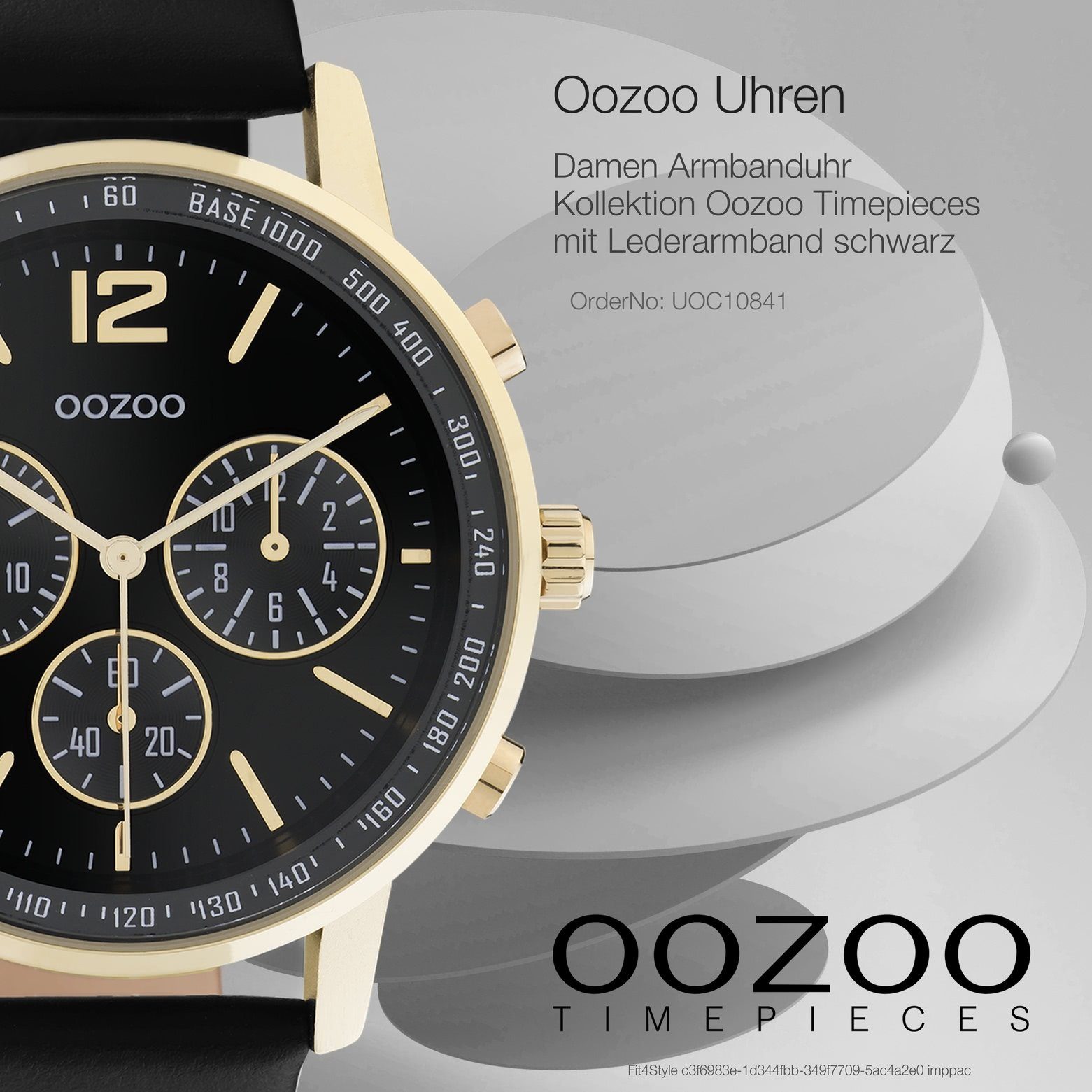 OOZOO Quarzuhr Oozoo Damen Armbanduhr Timepieces gold, (Analoguhr), Damenuhr rund, groß (ca. 42mm) Lederarmband, Casual-Style