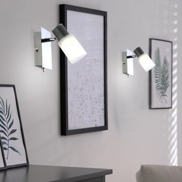 Globo LED Wandleuchte, LED-Leuchtmittel fest verbaut, Warmweiß, Wandleuchte Wandspot Spotlampe LED schwenkbar Kippschalter Alabaster