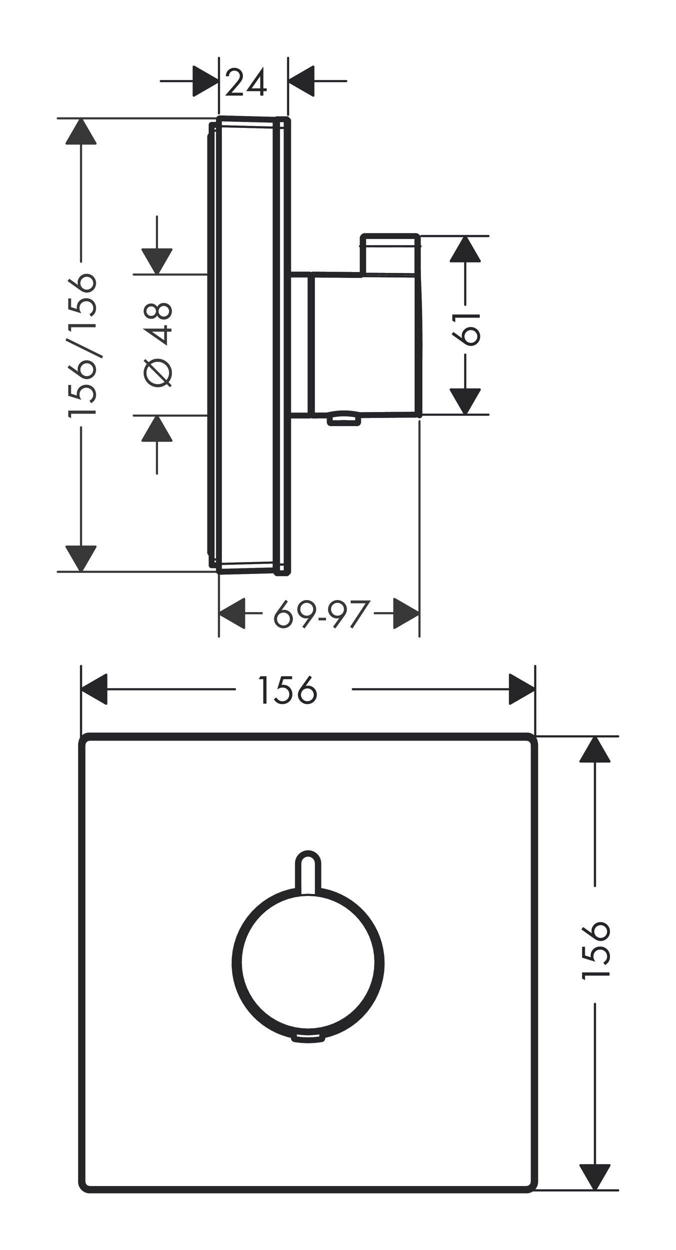 HighFlow Chrom hansgrohe Thermostat Unterputzarmatur / Weiß ShowerSelect - Unterputz Glas