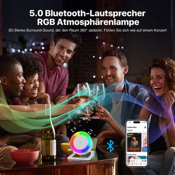 BlingBin LED Nachttischlampe mit Bluetooth Wireless Charger Lautsprecher Atmosphäres Dimmbar, Kabelloses Ladegerät, Bluetooth 5.0, 7 Lichteffektmodus