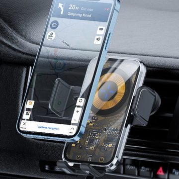 yozhiqu 15W Auto-Mobiltelefonhalterung mit kabelloser Ladefunktion Ladestation (Kompatibel mit mehreren Mobiltelefonmodellen und einfach aufzuladen)