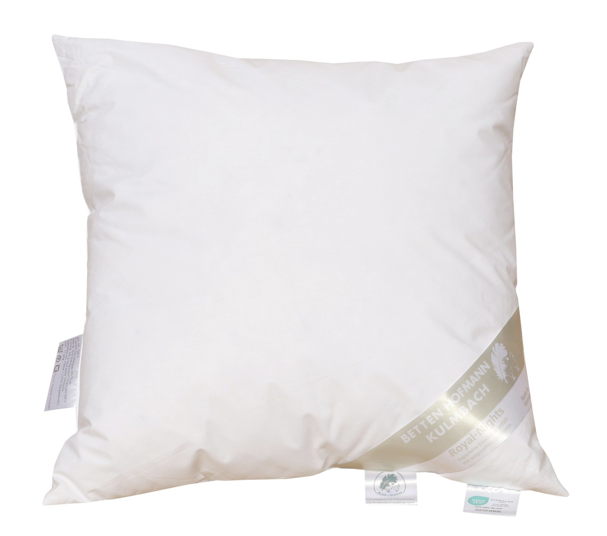 Betten Hofmann Daunenkissen Betten Hofmann Franken Daunenkissen 50x50 cm 250 g 100% Gänsedaunen, Füllung: 100% Gänsedaunen, Bezug: 100% Baumwolle, Seitenschläfer, Bauchschläfer, Rückenschläfer, weich und kuschelig, made in Germany, besonders regional