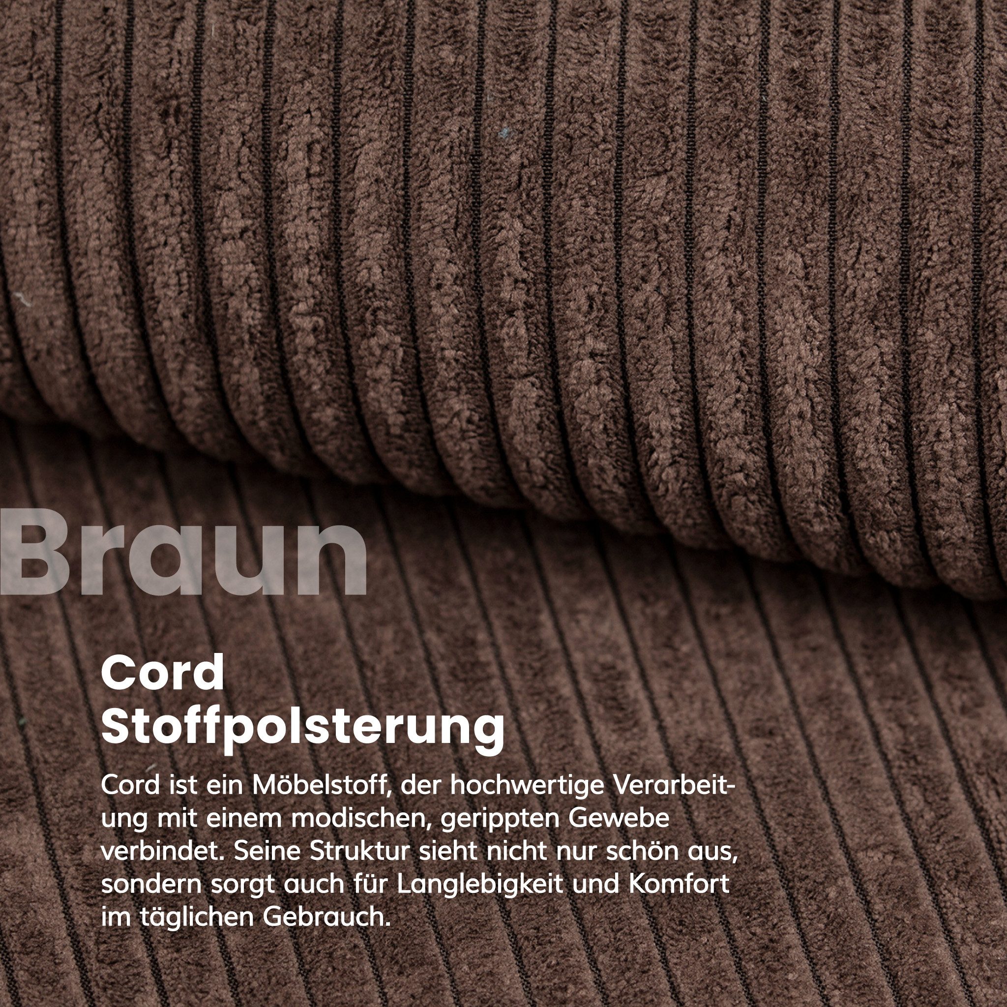 FDM Polsterbett AMBER modern mit Bettkasten MADE IN EU - mit Cord Bezug (verfügbar 90x200 120x200 140x200 160x200 180x200cm, Bettrahmen, Bett, mit großen gepols – Bild 5 von 5