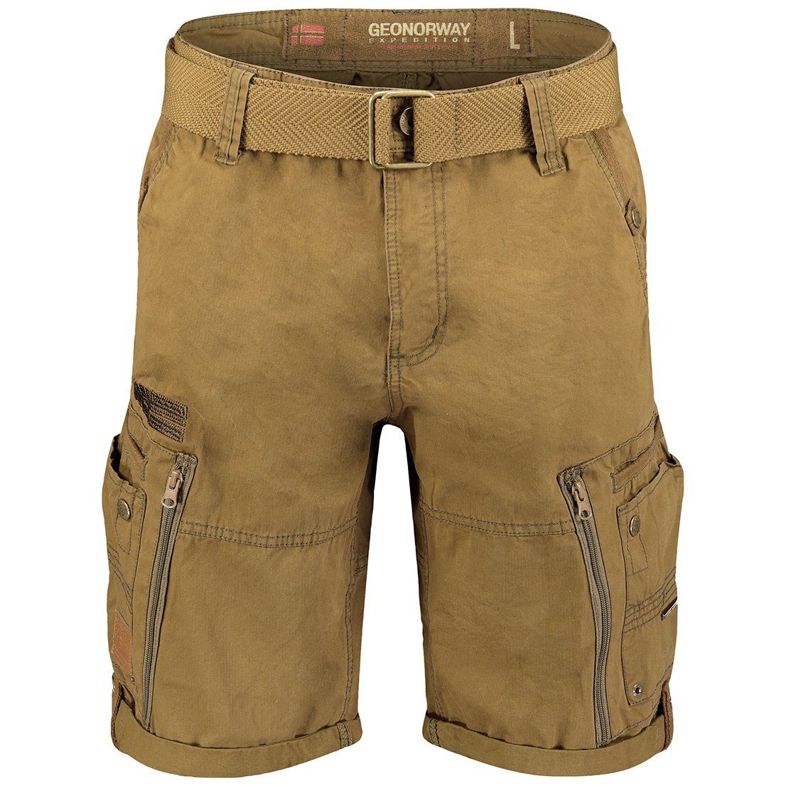 Geo Norway Cargoshorts Norway kurze unifarben Herren Shorts, Shorts Kaki Hose, Gürtel) Geo (mit abnehmbarem PASSPARTOUT