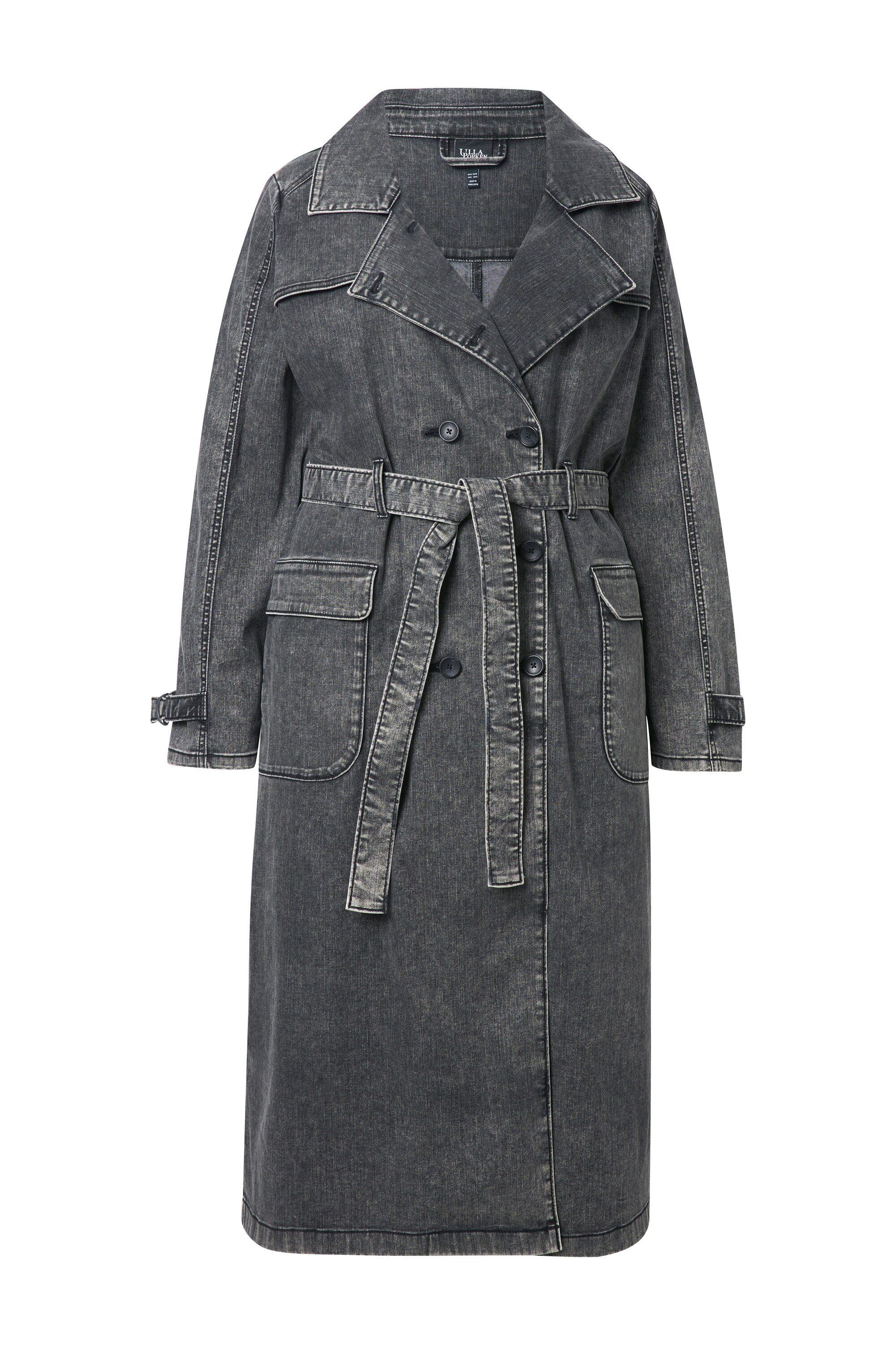 Ulla Popken Jeansjacke Jeans-Trenchcoat Reverskragen Vintage doppelreihig günstig online kaufen