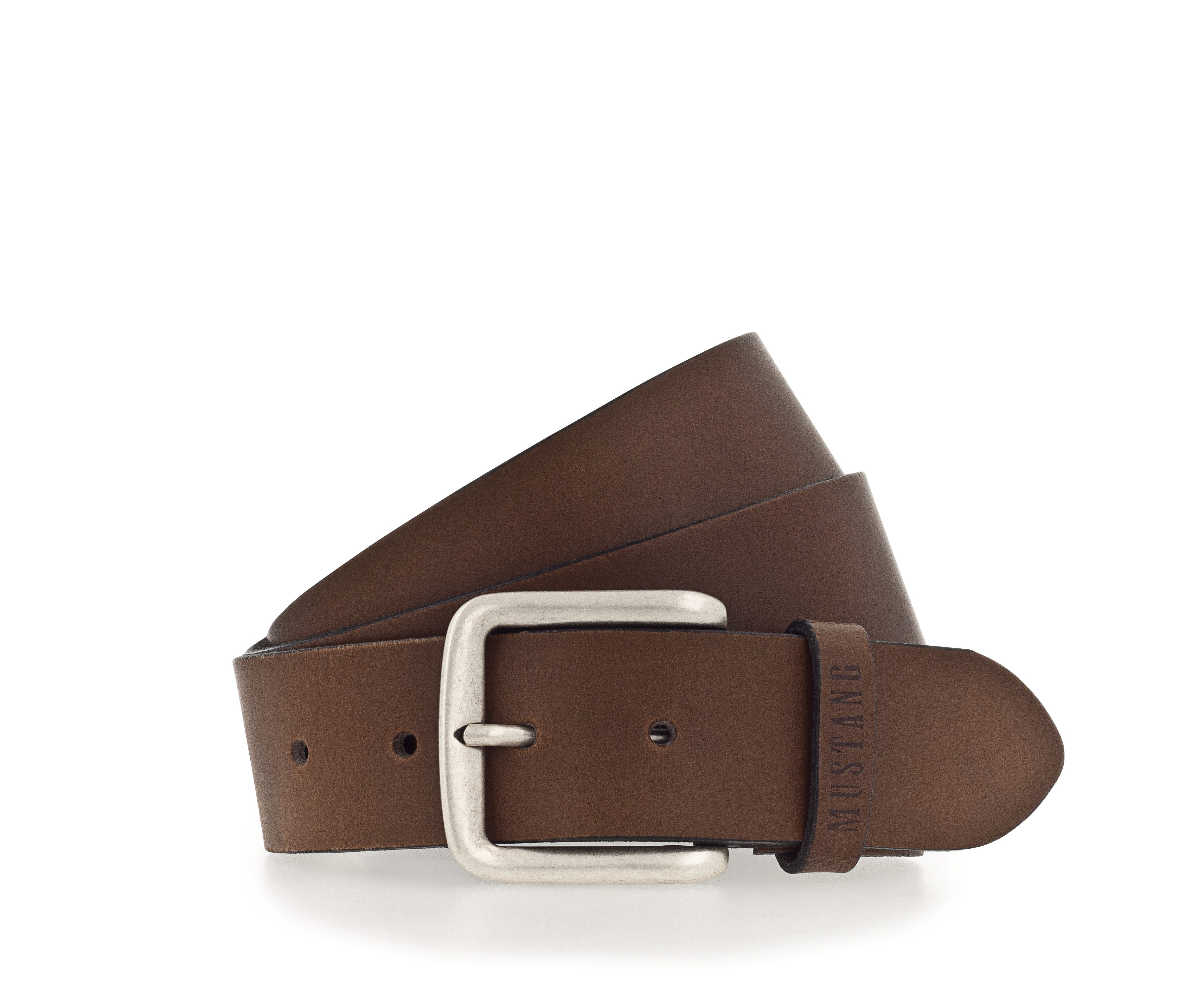 MUSTANG Ledergürtel Klassische Dornschließe in leichter Used-Optik, 4 cm