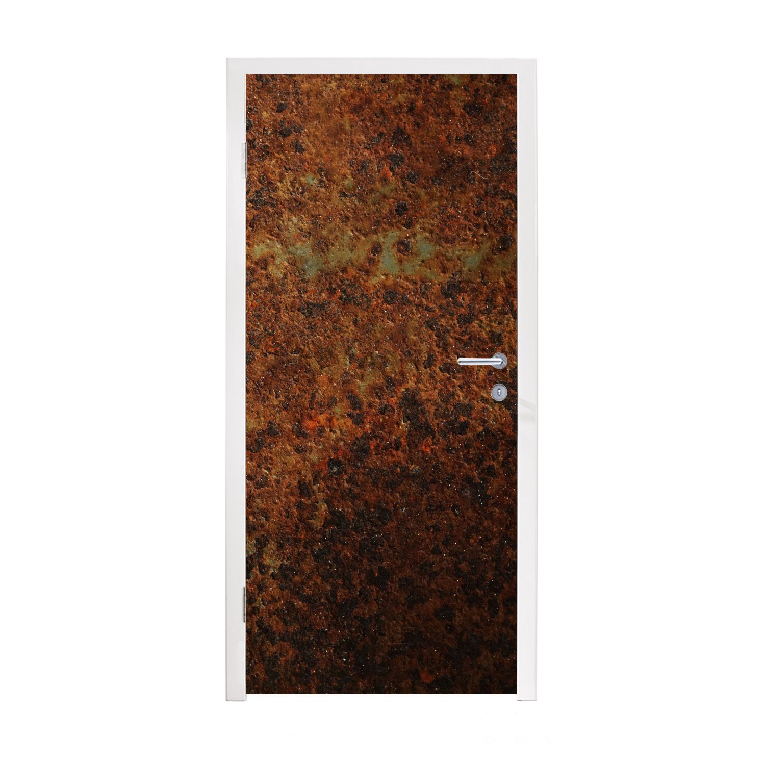 Rost, - Türaufkleber, Grün Fototapete bedruckt, Tür, cm 75x205 - Metall MuchoWow (1 Türtapete Matt, St), für