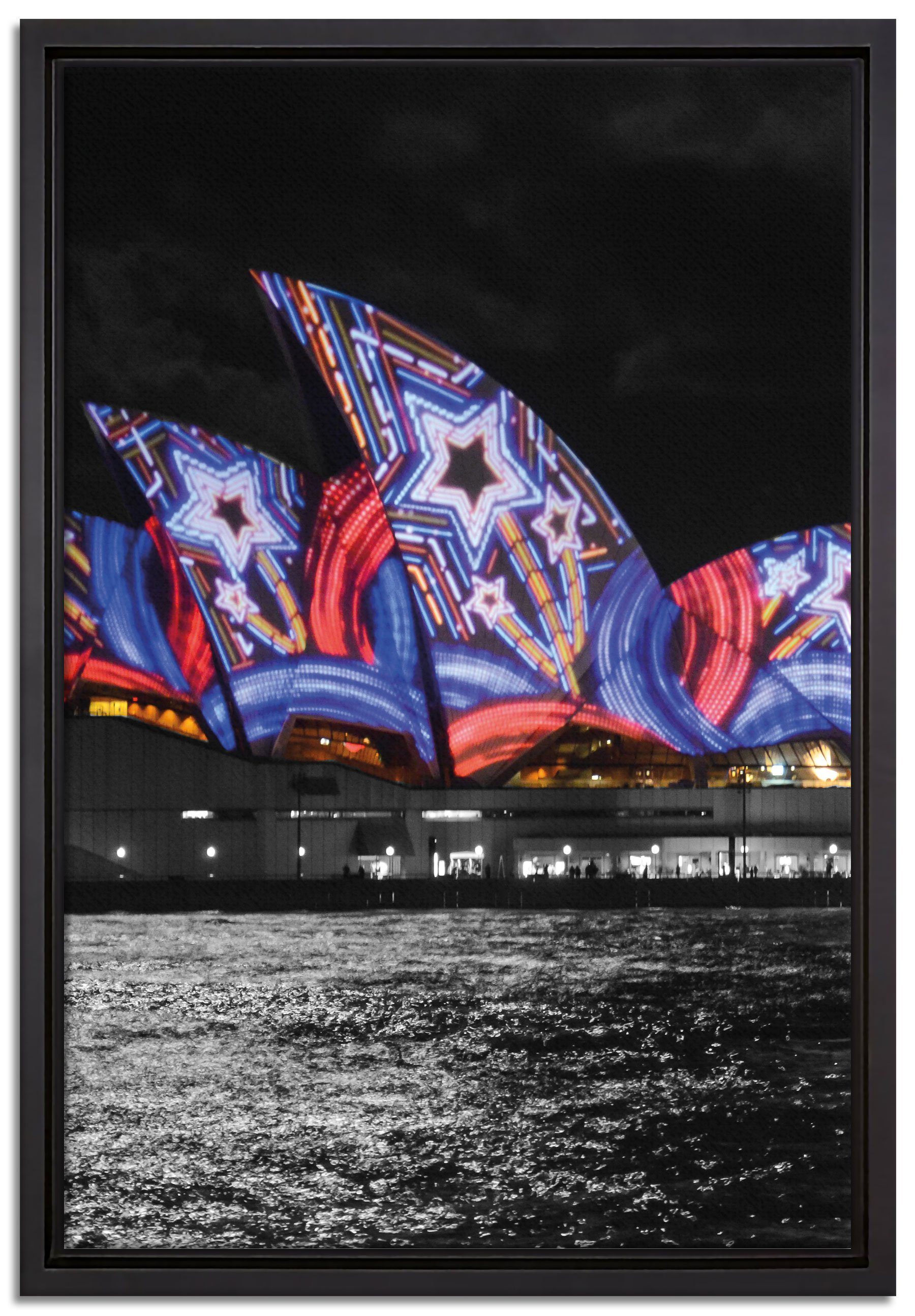 Pixxprint Leinwandbild Sydney Opera House, Wanddekoration (1 St), Leinwandbild fertig bespannt, in einem Schattenfugen-Bilderrahmen gefasst, inkl. Zackenaufhänger
