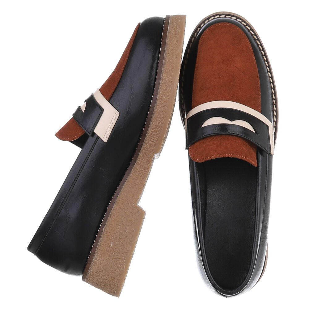 Ital-Design Elegante Damenkomfort-Schuhe mit Riemen für alle Anlässe Slipper (90169318) Blockabsatz Mokassins in Schwarz