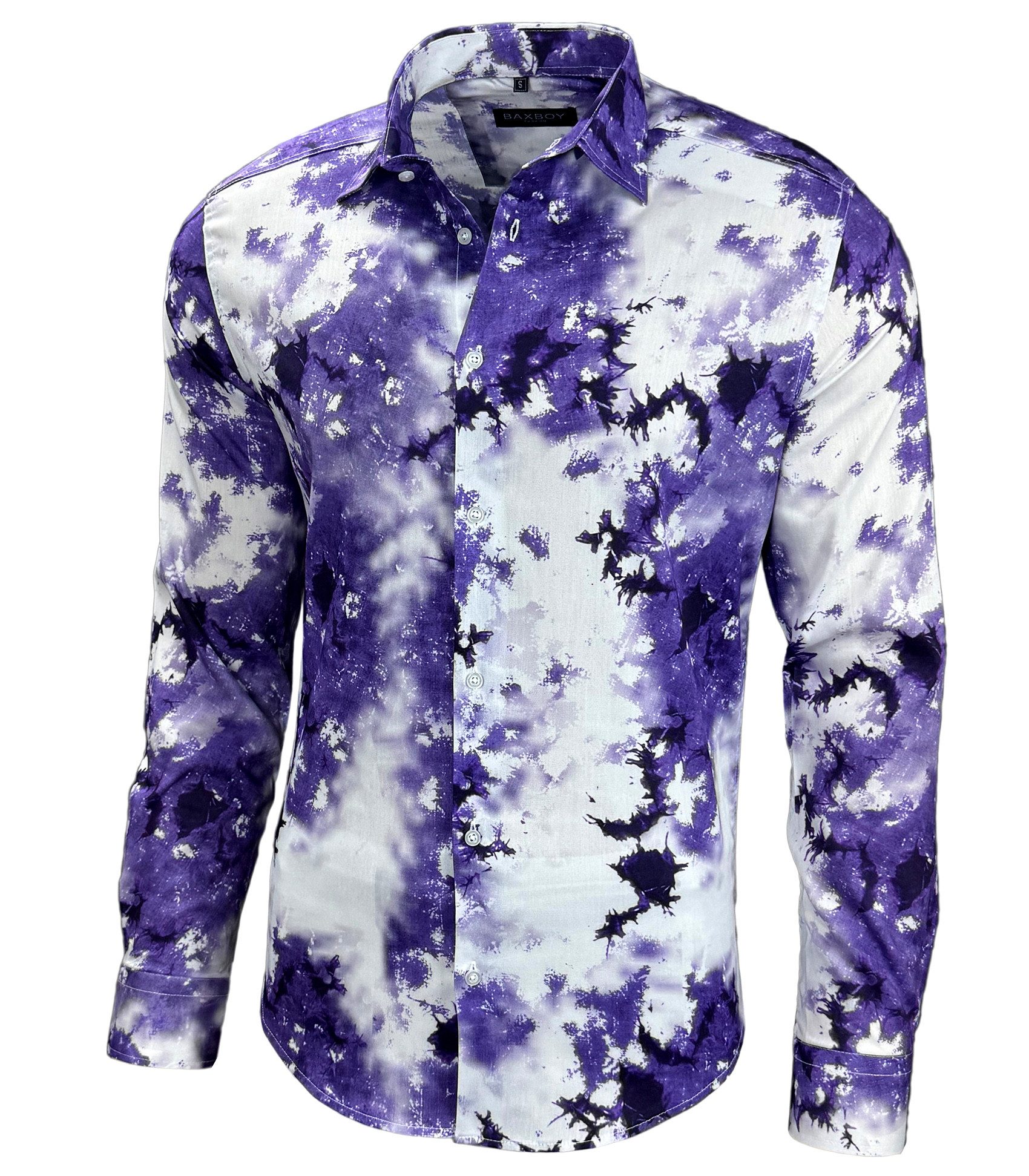 Langarmhemd Baxboy Herren Batik Hemd Freizeitshemd Langarm Casual Shirt B-446
