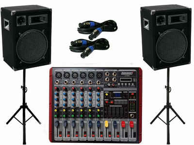 DSX Das PA-SET 66 Powermixer Pa Anlage DJ 2 Wege 30 cm Musikanlage Boxen USB 12" 1700 Watt Party-Lautsprecher (700 W)