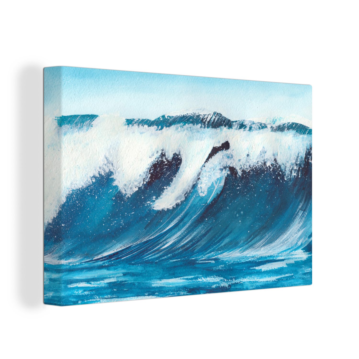 Aufhängefertig, Golf Meer - OneMillionCanvasses® (1 Leinwandbild Wanddeko, 30x20 Aquarell, cm Leinwandbilder, Wandbild - St),