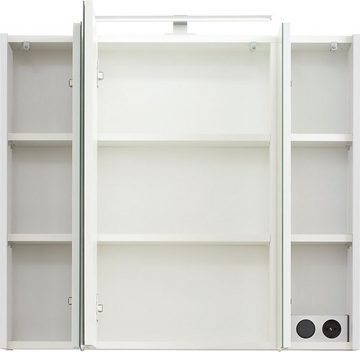 Saphir Badmöbel-Set Quickset 3-teilig, Keramik-Waschtisch und LED-Spiegelschrank, (5-St), Unterschrank, inkl. Türdämpfer, 4 Türen, 1 offenes Fach, Bad-Set