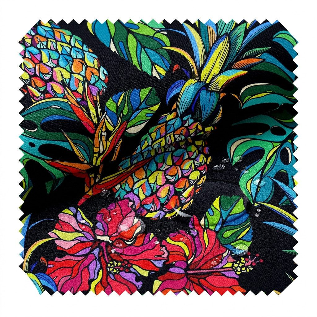 novely® Stoff OXFORD 210D D213 Tropical Art Night Printstoff Outdoor, Wasserabweisend, Outdoor, Meterware, 1lfm