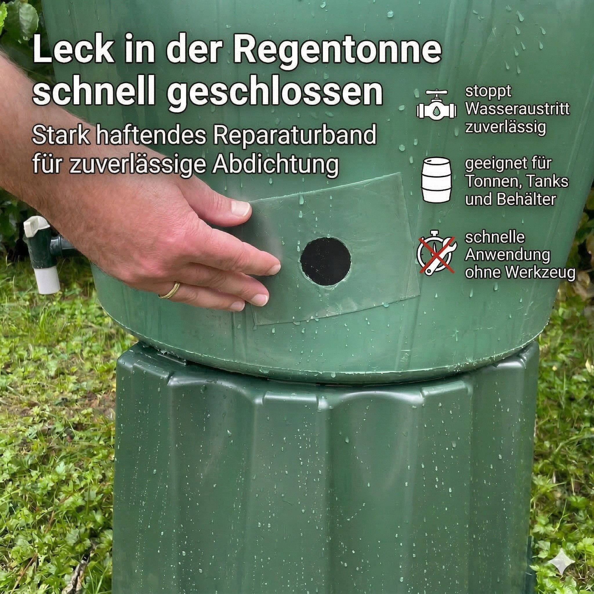 FALINGO Klebeband Unterwasser Abdichtband, Reparaturband für Pool, Zelt, Plane, Dach (1-St) 100 % wasserdicht & wasserverdrängend – Bild 4 von 5