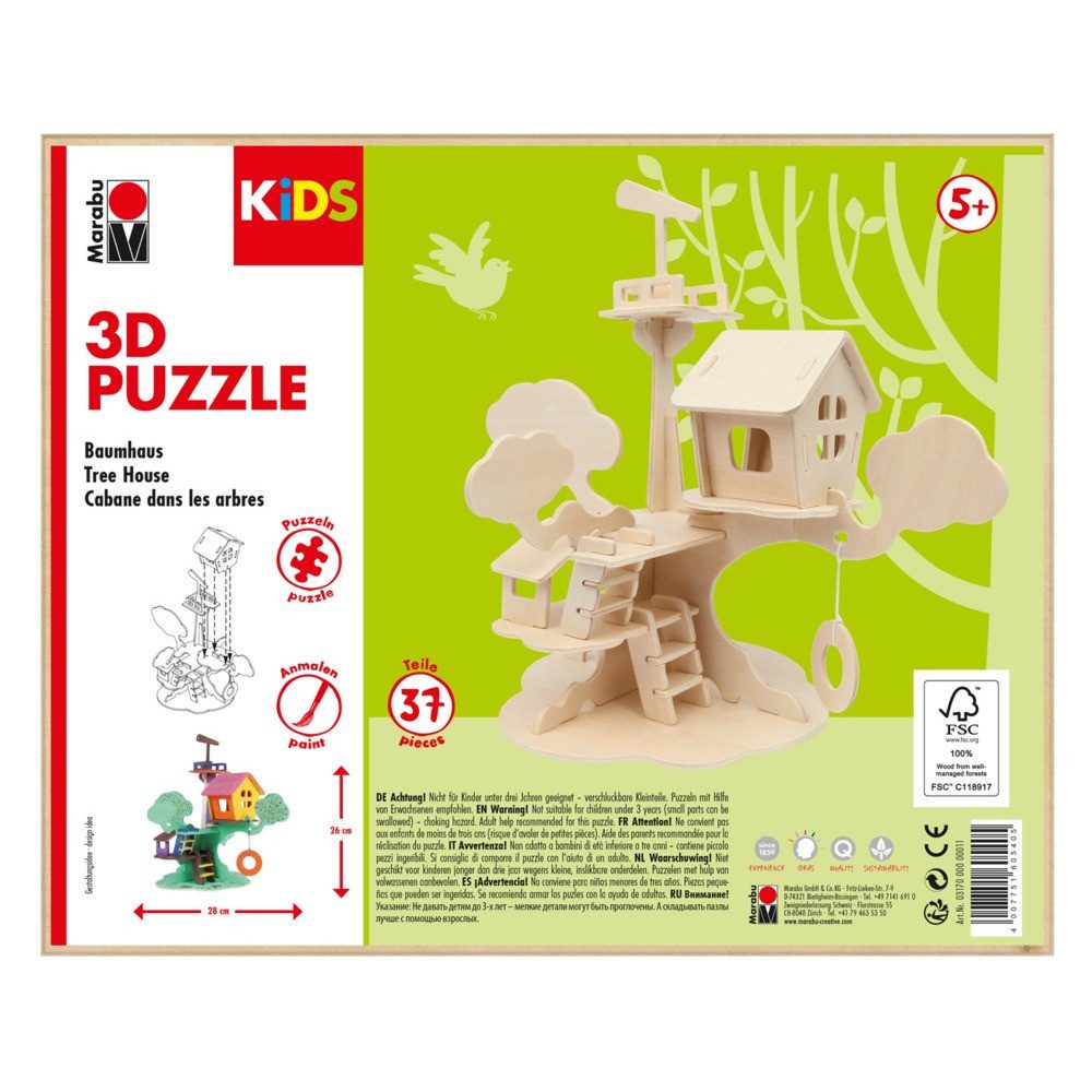 Marabu 3D-Puzzle Marabu KiDS 3D Puzzle Baumhaus, Puzzleteile