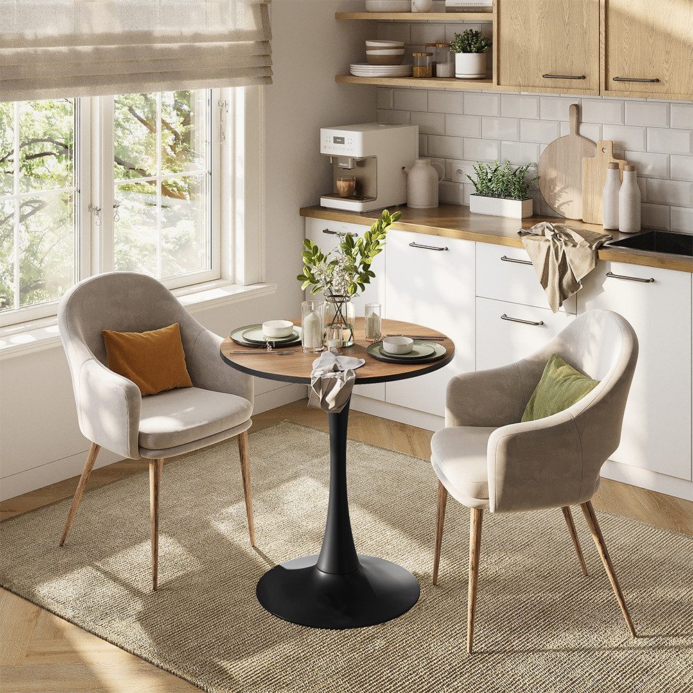 Vicco Esstisch Carl, Nussbaum/Schwarz, 70 x 70 cm