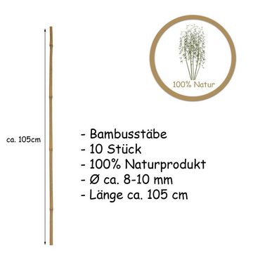 BigDean Ranksäule Pflanzstab Bambusstab 100% Naturprodukt, 10 St.