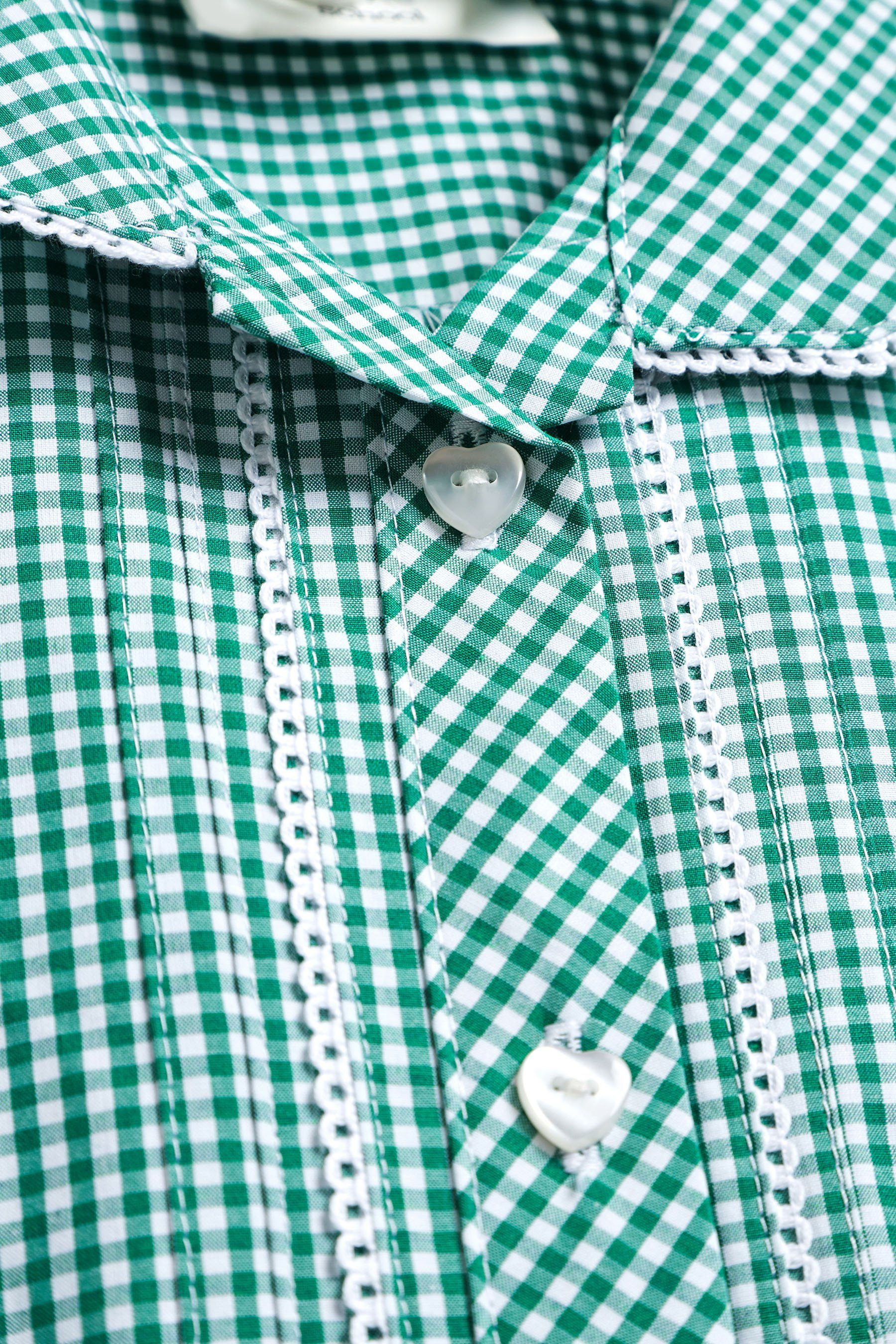 Next Karokleid Kleid mit Vichykaros, Knopfleiste + Spitzenbesatz (1-tlg)