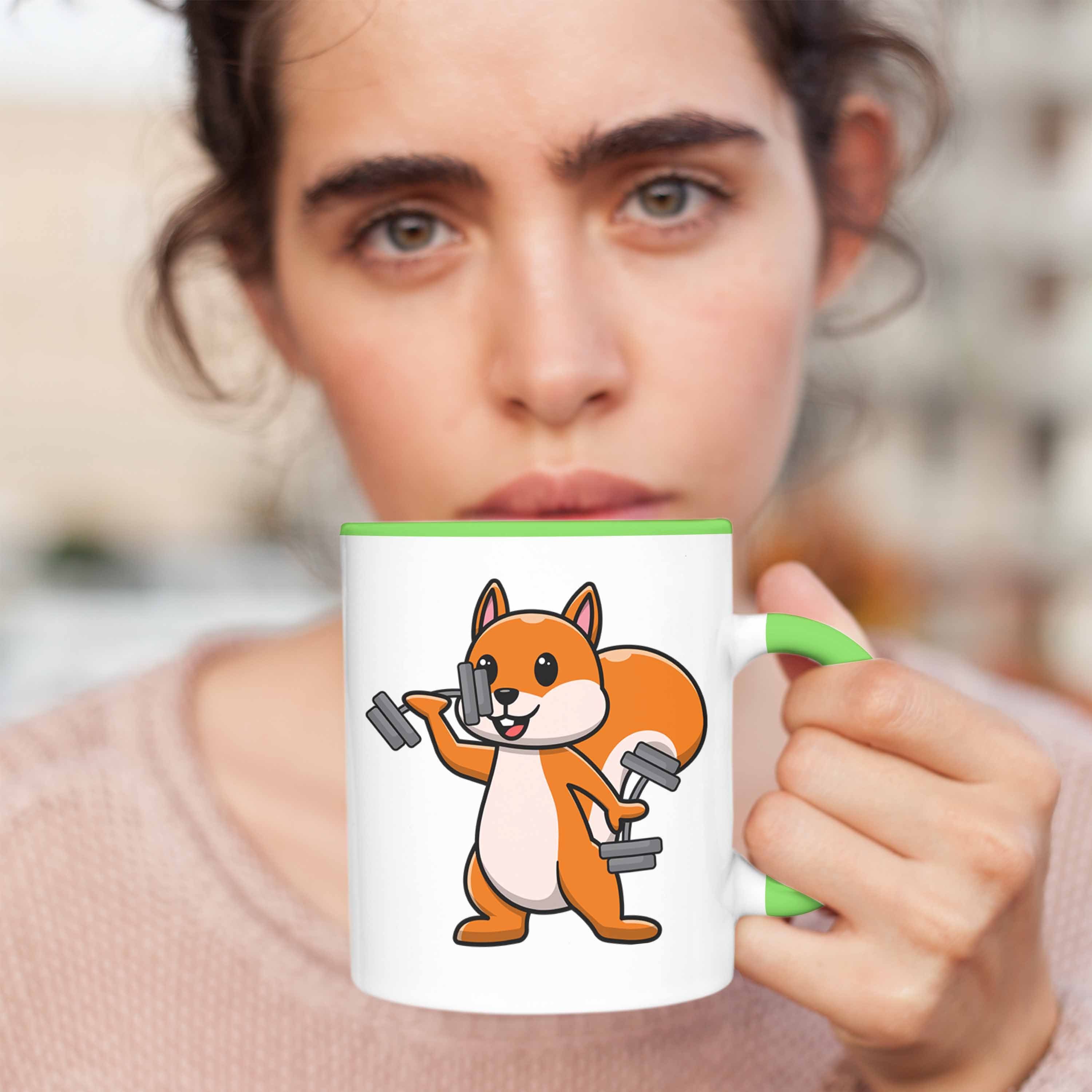 Gym für Geschenk Grafik Geschenkidee Tasse Trendation Tasse Liebhaber Grün Lustige Eichhörnchen Trendation - Tasse Lustig Eichhörnchen