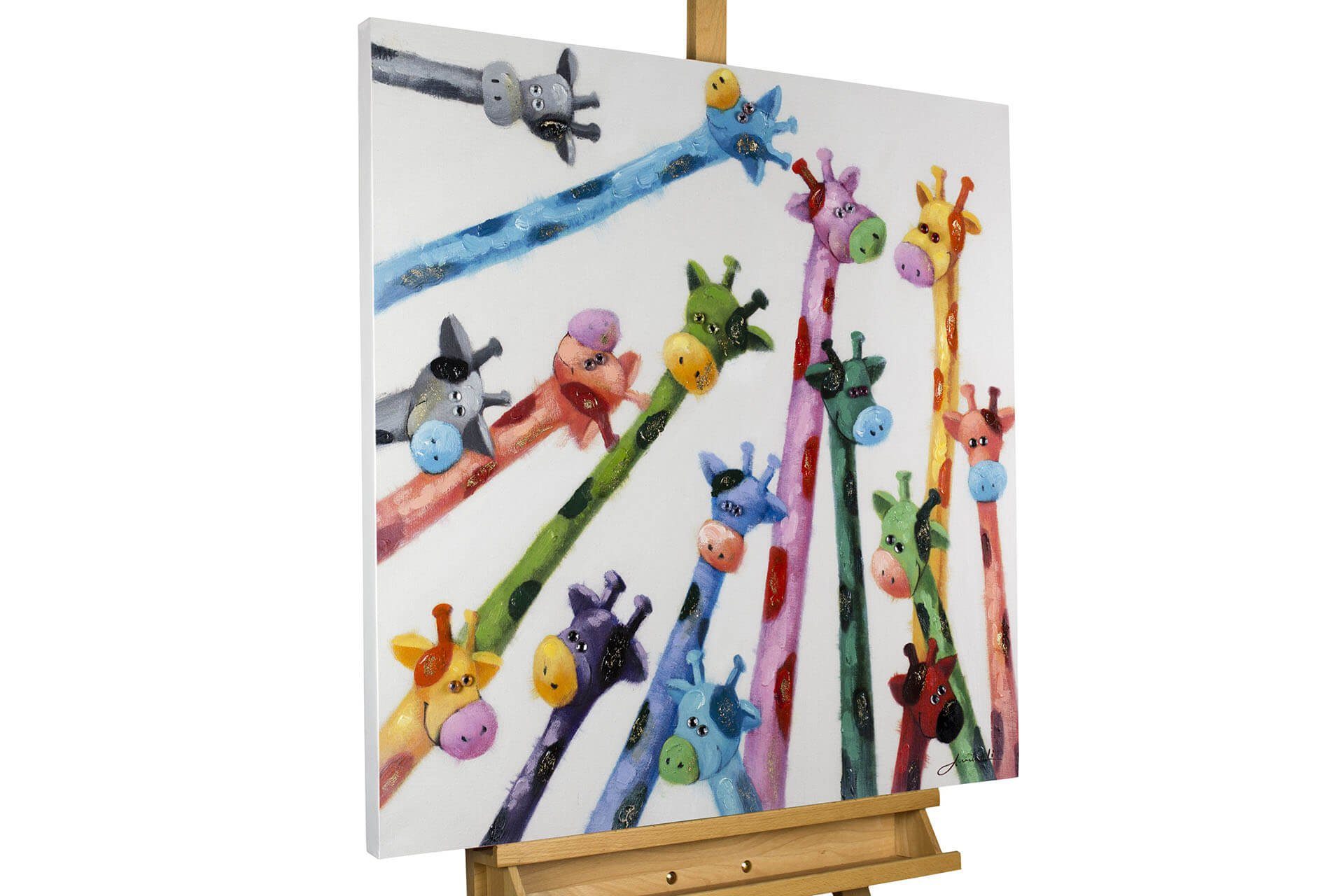 KUNSTLOFT Картина Von oben 80x80 cm, Leinwandbild 100% HANDGEMALT Wandbild Wohnzimmer