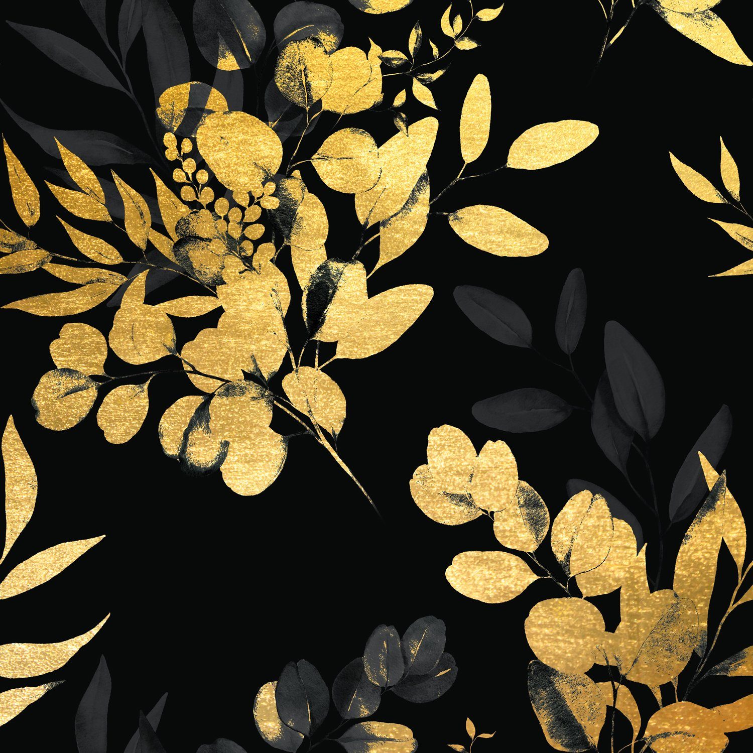 queence Acrylglasbild Pflanzen Pflanzen - mit (1 veredelt, Handgearbeitet, St), Blätter - Edel Goldveredelung, Gerahmt, Verschieden Acrylbilder Blattgold - Leaves Größen