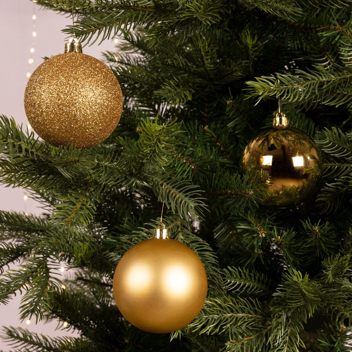 Kaemingk Weihnachtsbaumkugel, Weihnachtskugeln Kunststoff 8cm 34er Set - Hellgold