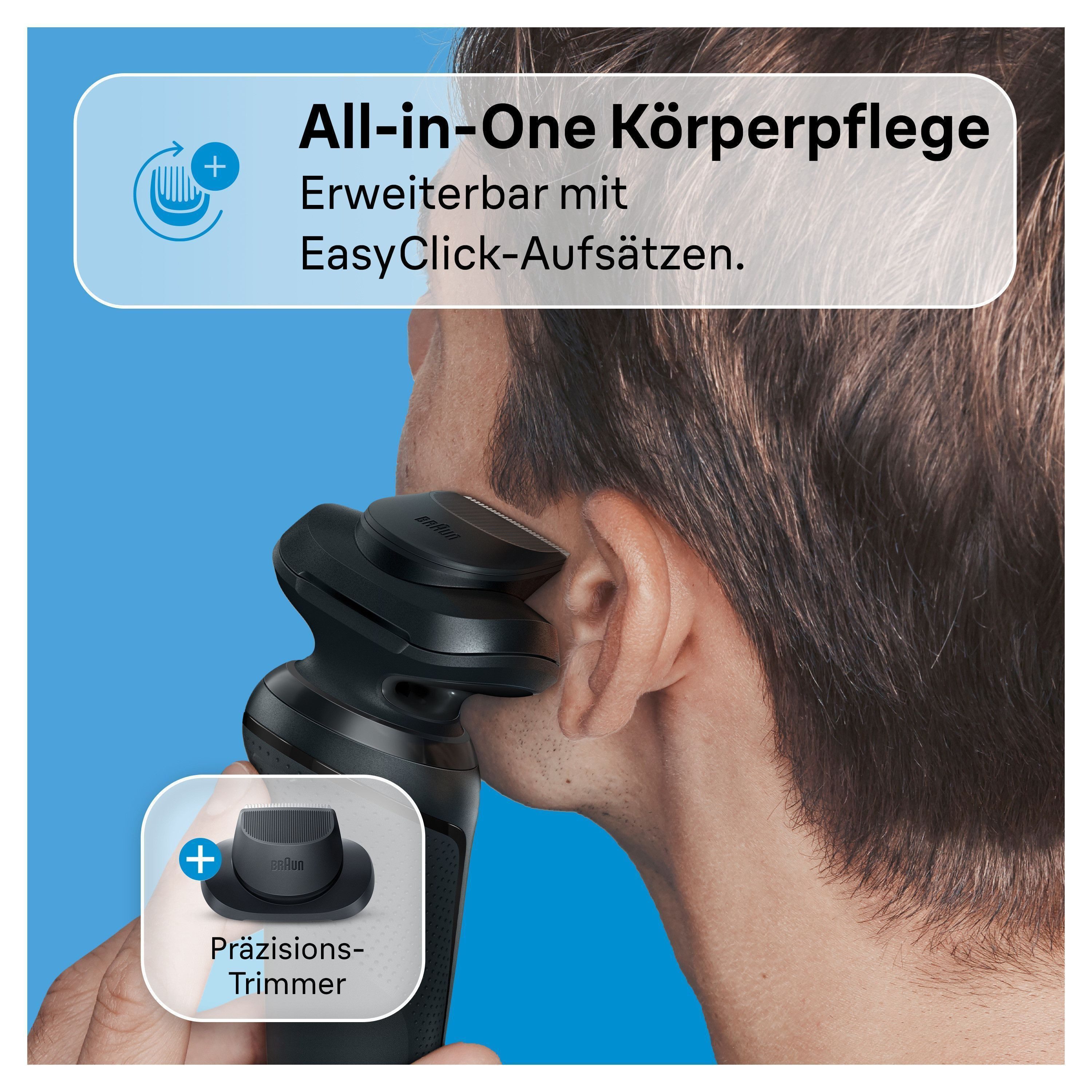 Braun Elektrorasierer Series 5 52-N7200cc, Reinigungsstation, Nass- &Trockenrasur, Turbo- & Standard-Modus, mit Reinigungsstation