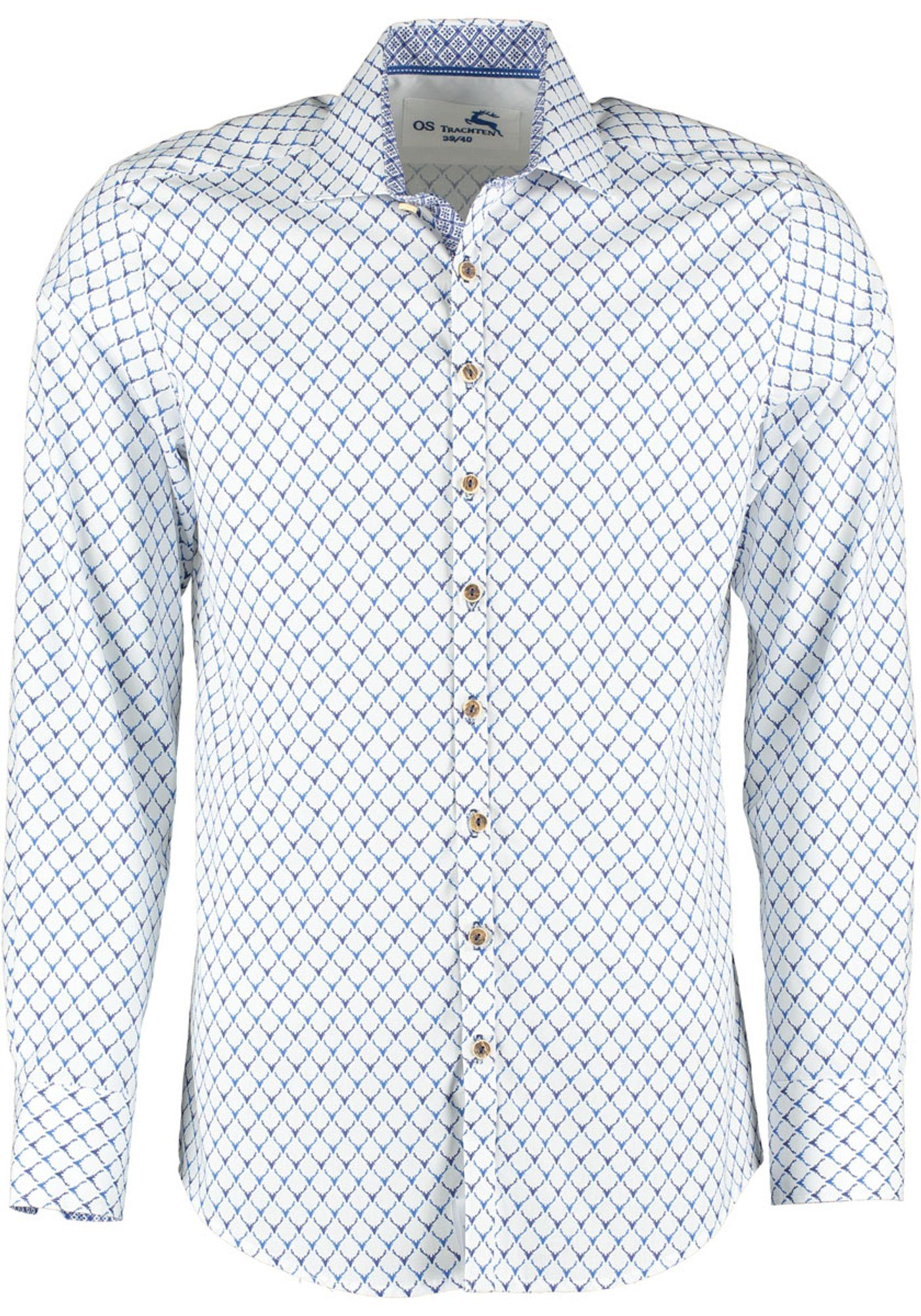 OS-Trachten Trachtenhemd Kedase Langarmhemd mit Allover-Druck jeans