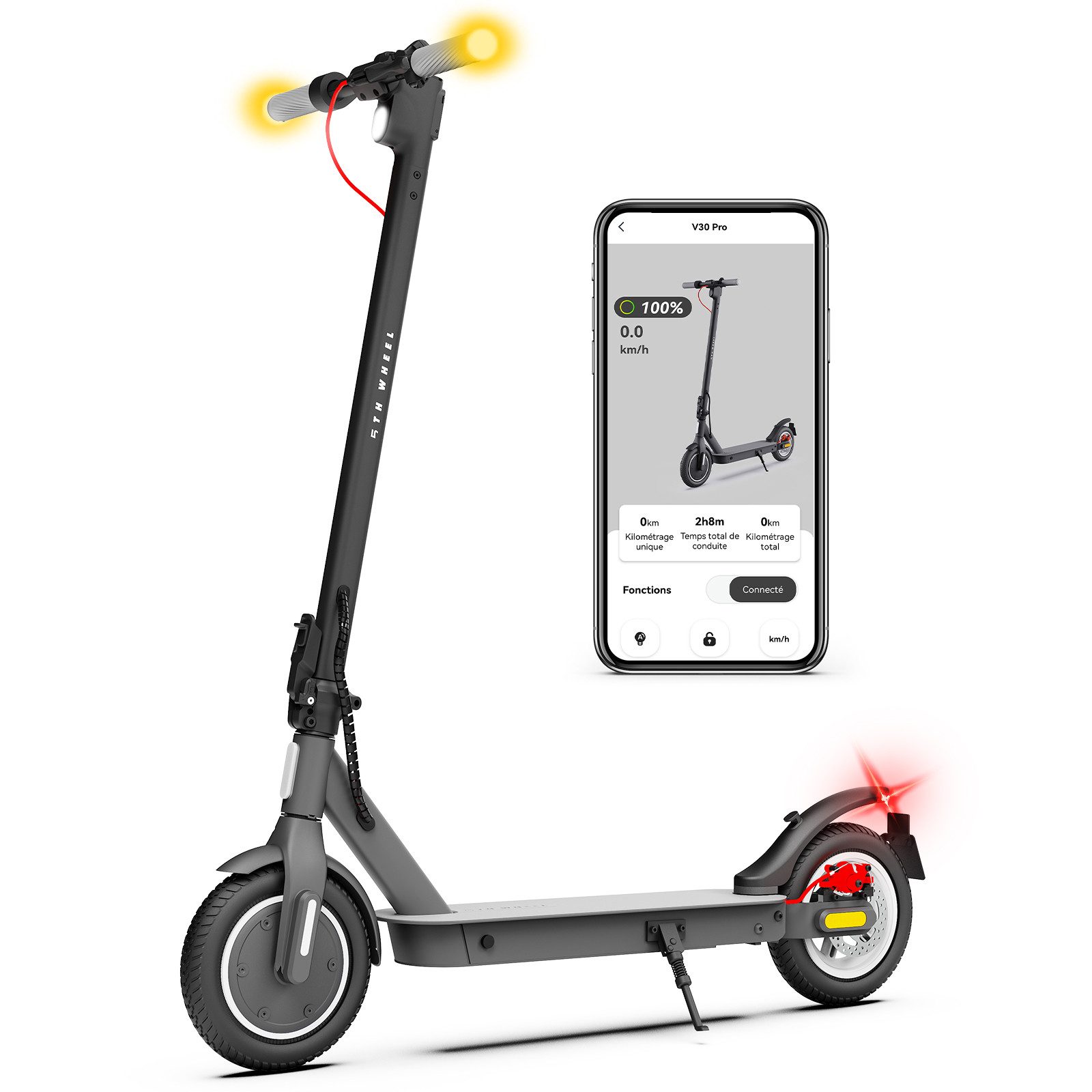 E-Scooter V30 Pro-CE 25 km/h 350W Blinker App gefedert 10 Zoll
